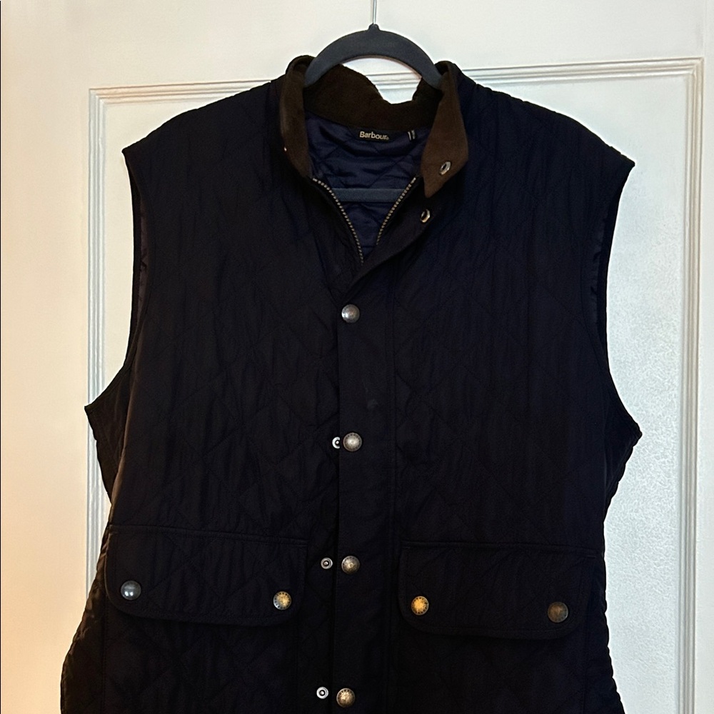 Navy Barbour Quilted Button Vest